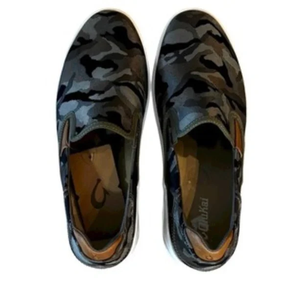 Olukai Lae'ahi Pa'i Mens Slip‎ On Sneakers Size 10.5 Camouflage Green